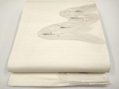D◇着物くつろぎ 夏物 果物模様 銀糸 白 太鼓 正絹 薄物 絽 紗 名古屋 