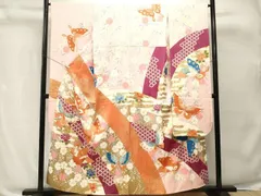 平和屋着物■豪華振袖　七宝舞蝶枝垂れ花文　金彩　正絹　逸品　CABH8809evのサムネイル