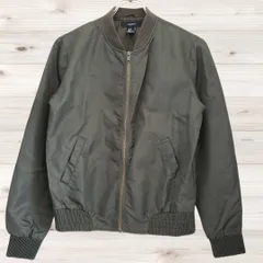 B2313 フォーエバー21 FOREVER 21 ブルゾン ジャンパー アウター(S) カーキ 無地 ノーカラー ジップアップのサムネイル