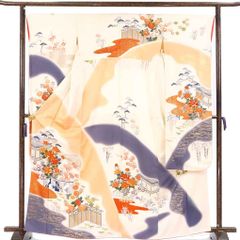 Y☆4351☆ 花嫁暖簾 加賀 正絹 アンティーク風 レトロ 暖簾 のれん