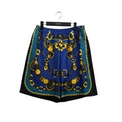 【新品正規】VERSACE 表地シルク100%ショートパンツ 46★ショッパー付 新品正規】VERSACE 表地シルク100%ショートパンツ 46☆ショッパー付
