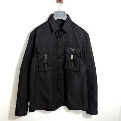 プラダ SC548 ナイロンシャツ 2way 長袖 半袖 XS ブラック - メルカリ