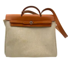 エルメス HERMES エールバッグMM □B刻 ベージュ/ゴールド ゴールド金具 トワル・レザー メンズ ショルダーバッグのサムネイル
