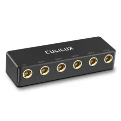 特価商品 Cubilux 5ウェイ6.35mmイヤホン分配器、1入力 5出力 6.35 mmマルチオーディオスプリッター、複数スタジオヘッドホン接続、ギター、電子ピアノ、楽器信号分岐機のサムネイル