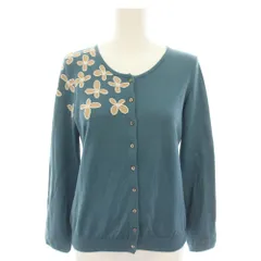 サリースコット Sally Scott ニットカーディガン 長袖 花柄 刺繍 M 青緑 ブルーグリーン ベージュ 57-71-5103 /YTのサムネイル