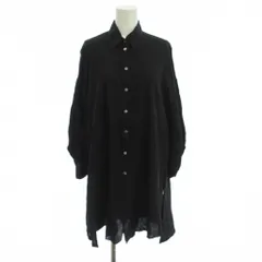 スタイリング styling/ シャツ ブラウス 麻 リネン F 黒 パフスリーブ 長袖 ロング丈 /JPのサムネイル