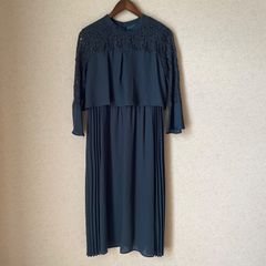 Callarus レイヤード風レース切り替えロングドレス LL 結婚式 お呼ばれ