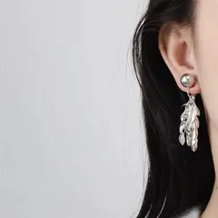 ピアス レディース ロング 揺れる シルバー タッセル パール グレー 上品 高見え 大人可愛い フェミニン 通勤 オフィス デート 女子会 お出かけ カフェ パーティー 結婚式 二次会 プレゼント 人気 アクセサリー ギフト対応 高級感BOX包装