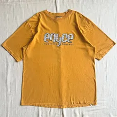 90～00s　vintage　MADE IN USA　アメリカ製　enyce　エニーチェ　当時物　両面ロゴプリント　ペイズリー柄デカロゴグラフィック　半袖コットンTシャツ　マスタードイエロー　ビッグサイズ　一点物　L　ストリート　Y2K　B-BOY　ラッパーのサムネイル