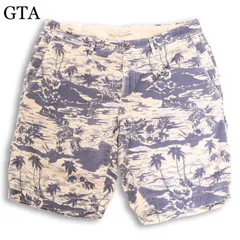 GTA ジーティーアー 春夏 トロピカル アイランド総柄★ ストレッチ スリム ショート パンツ Sz.46 メンズのサムネイル