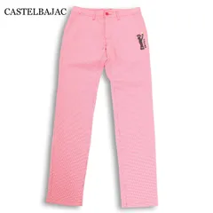 【美品】CASTELBAJAC カステルバジャック 春夏 ロゴ プリント★ ギンガムチェック ストレッチ パンツ Sz.44 メンズ ゴルフのサムネイル