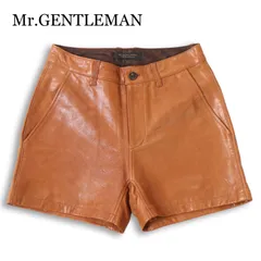 Mr.GENTLEMAN ミスタージェントルマン 春夏 牛革★ リアル カウ レザー ハーフ ショート パンツ 日本製 Sz.S メンズのサムネイル