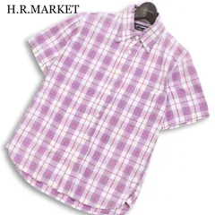 H.R.MARKET ハリウッドランチマーケット 春夏 コットン100％★ インド綿 半袖 チェック ボタンダウン シャツ Sz.1 メンズのサムネイル