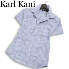 Karl Kani カールカナイ 春夏 コットン100％★ 半袖 迷彩 カモフラ ロゴ刺繍 スリム ウエスタン シャツ Sz.L メンズのサムネイル