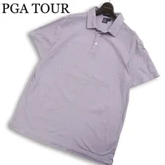 PGA TOUR PGAツアー ゴルフ 春夏 コットン100％★ 半袖 総柄 ロゴ刺繍 ポロシャツ 大きいサイズ Sz.XL メンズ 紫系