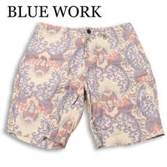 BLUE WORK ブルーワーク トゥモローランド 春夏 麻 リネン★ ペイズリー 総柄 シンチバック ショート パンツ Sz.1 メンズのサムネイル