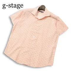 g-stage ジーステージ 春夏★ 綿ポリ 半袖 シアサッカー フラワー柄 総柄 ボタンダウン シャツ Sz.48 メンズ オレンジ系のサムネイル