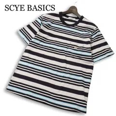 【美品】SCYE BASICS サイ ベーシックス 春夏★ 半袖 ボーダー ロゴ刺繍 Tシャツ 日本製 カットソー Sz.38 メンズのサムネイル