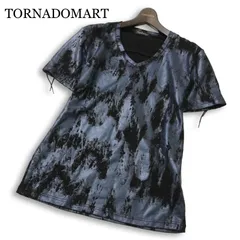 【美品】TORNADOMART トルネードマート 春夏★ 半袖 総柄 ストレッチ ドレープ Vネック カットソー Tシャツ Sz.M メンズのサムネイル