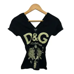 D&G(ディーアンドジー) 半袖カットソー サイズXS レディース - 黒×アイボリー Vネックのサムネイル