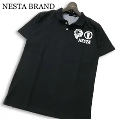 NESTA BRAND ネスタブランド 春夏★ 半袖 ロゴプリント バックプリント 鹿の子 BD ポロシャツ Sz.M メンズ 黒 レゲエのサムネイル