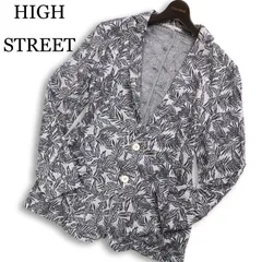 HIGH STREET ハイストリート 通年★ ジャガード ボタニカル柄 アンコン スリム テーラード ジャケット Sz.LL メンズ 灰のサムネイル