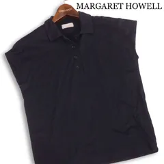MARGARET HOWELL マーガレットハウエル 春夏♪ フレンチスリーブ ポロシャツ 日本製 Sz.2 レディース 紺のサムネイル