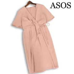 【新品 未使用】 asos エイソス 春夏★ 半袖 ストレッチ カシュクール ワンピース 大きいサイズ Sz.42 レディースのサムネイル