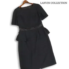 LANVIN COLLECTION ランバン コレクション 春夏★ ジャガード ひざ丈 ワンピース 日本製 Sz.40 レディース 黒 オケージョンのサムネイル