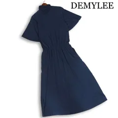 DEMYLEE デミリー 春夏★ ジャージー 長袖 ハイネック マキシ丈 ロング ワンピース Sz.S レディース 紺のサムネイル
