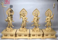 修縁堂】仏教工芸品 時代彫刻 四天王仁王像 古美術 木彫仏教 精密彫刻 