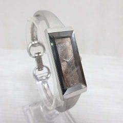 Thumbnail of グッチ GUCCI 127.5 GG柄 スクエア 腕時計 クォーツ バングルウォッチ シルバー色 ブラウン文字盤 動作品 ☆AA★