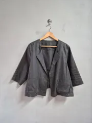 グレー カーキ リネン100% ジャケットのサムネイル