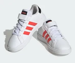 【SALE】【adidas】IG4840 GRANDCOURT 2.0 EL K WHITE/RED/BLACK (18cm-22cm) アディダス グランドコート エラスティックレース&トップストラップ ホワイト/レッド/ブラック キッズ スニーカー 子供靴