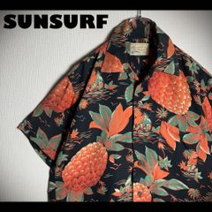 極美品】SUNSURF アロハシャツ 半袖 開襟 浮世絵 富士山 宝船 黒 M