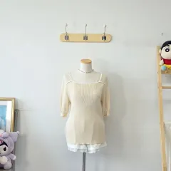 ヴィンテージ SOUP アイボリー バイカラー ゴージ 半袖 Tシャツのサムネイル