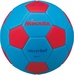 ミカサ MIKASA サッカー スマイルサッカー 3号 マシーン縫い スカイブルー×レッド ジュニア キッズ 小学校 学校体育用品 クラブ レクリエーション ボール遊び スポンジボール  STPEF3SBLR スカイブルー×レッドのサムネイル