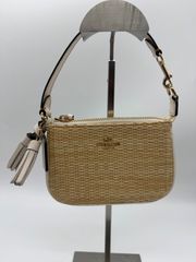 極美品】 COACH ショルダーバッグ ベージュ ラフィア shoulder - メルカリ