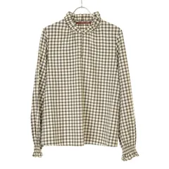 【COMPTOIRDESCOTONNIERS】フリルカラー フランネルチェック長袖ブラウスのサムネイル