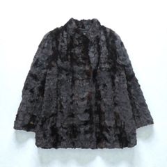 リバーシブル ロリス リアルファー コート ロシアンリス シルク100％ L