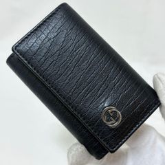 超美品✨【GUCCI】６連 キーケース インターロッキング ダークグリーン 箱付 GUCCI グッチ キーケース 6連 インターロッキングG レザー ブラック