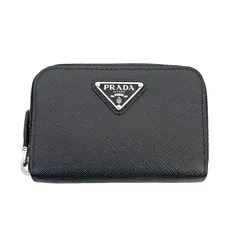 PRADA プラダ サフィアーノトライアングル コインケース 2MM003_QHH_F0002 コインホルダー レザー ブラック シルバー金具 メンズのサムネイル