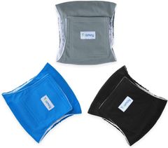 新品 Teamoy 犬マナーベルト ３点セット オス メッシュ裏地 吸収層付き 防水加工生地 ウェストサイズ調整可能 マーキング防止 介護用 お漏らし対策(LLLブラック+グレー+ブルー)