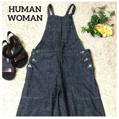 ヒューマンウーマン オーバーオール サロペットパンツ デニム Ｍ　HUMAN WOMAN オールインワン　大人可愛いのサムネイル