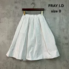 FRAY I.D フレイアイディー 0サイズ タフタギャザースカート ホワイト ストライプ ひざ丈 ミモレ丈 フレア Aライン ボリューム バックファスナー ゴム バックジップ 綺麗め オフィスカジュアル FWFS144532 ★ ■◆のサムネイル