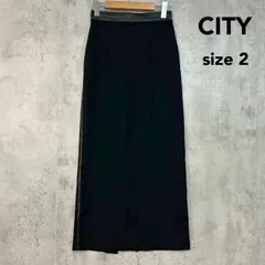 CITY シティ 2 黒 ブラック スムースタイトストレッチスカート ロング マキシ ストレート スリット ウエストレザー 合成皮革 別布 ドッキング ジップ タイト スカート TOKYO BASE 日本製 ★ ◇■のサムネイル