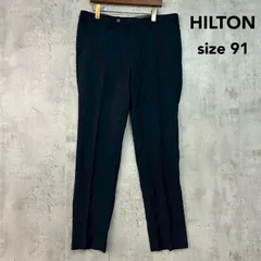 HILTON ヒルトン 91 ネイビー スラックス テーパード ストレート パンツ センタープレス スーツ ボトムス ズボン スーパー100s ウール 毛100% ビジネス オフィス 綺麗め 紳士 服 フォーマル ベトナム ★ ■■のサムネイル