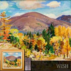 真作】【WISH】鈴木英人「コートダジュールの小高い丘」シルク