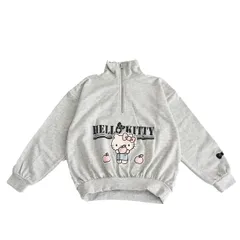 新品 [Sanrio] トレーナー キティハーフジップ ガールズ グレー 120