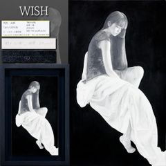 真作】【WISH】徳田宏行 パステル 10号大 ◇清楚な白い装いの美人 〇